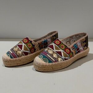 New Colorful Sequined Moroccan Women’s Size 7 Espadrille Slip On Shoes